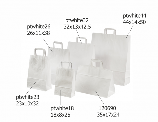 White Paper Bags with Flat Handles