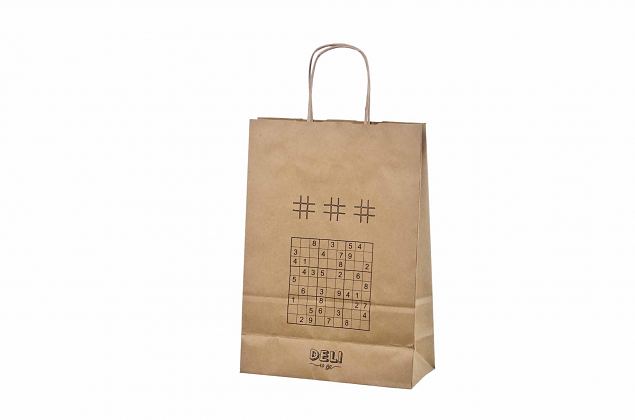 brown paper bags with print 