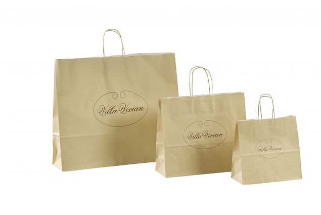 beige kraft paper bags with print 