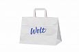 white paper bags with print | Galleri-White Paper Bags with Flat Handles white paper bag with logo