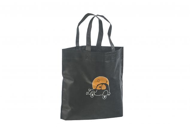 durable black non-woven bag with personal print 