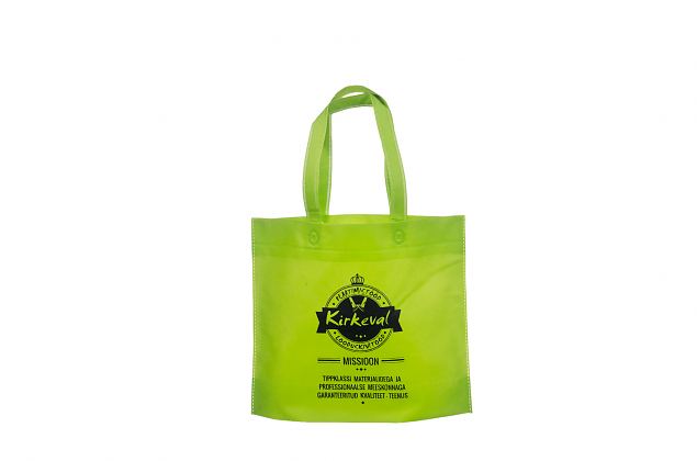 Tekstiilist kotid, mis on valmistatud rohelist vrvi non woven kangast. Kotile on logo trkitud si