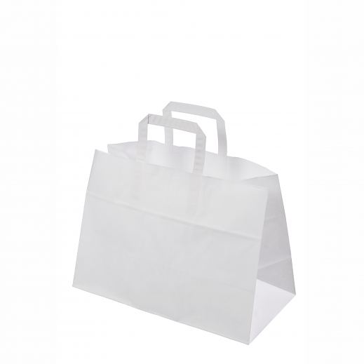 Valge take away paberkott mtudega 35x17x24,5 cm