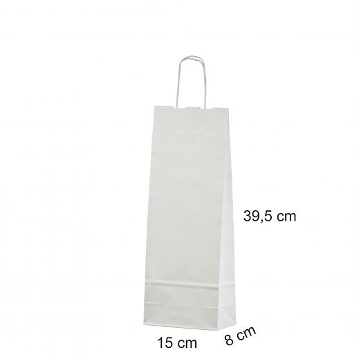 Valkoinen pullokassi nyörisankainen 15x8x39,5 cm