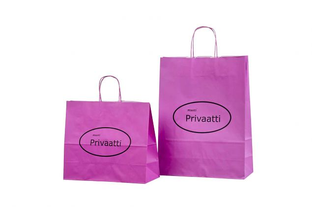 pink paper bags with logo print 