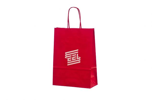 red color paper bag with logo print 